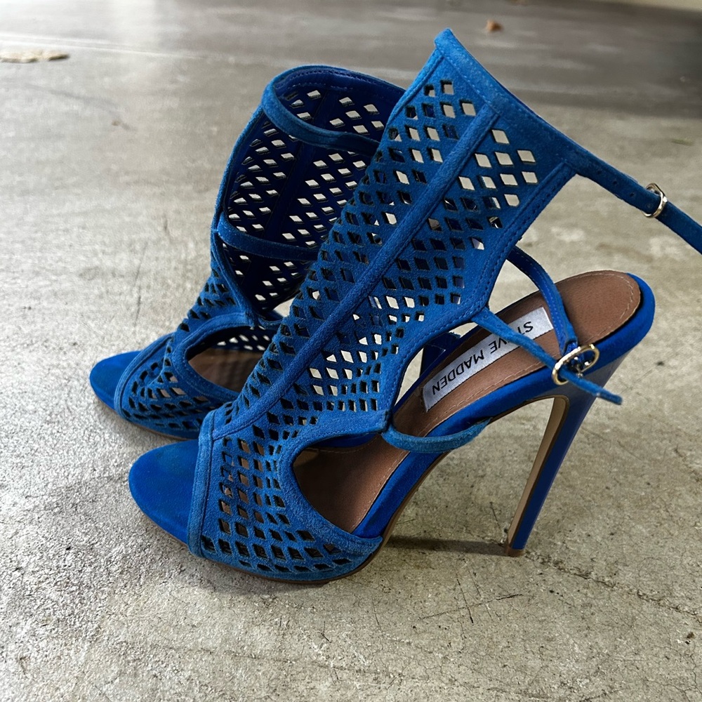 Steve Madden Royal Blue Mesh Cage Heels
